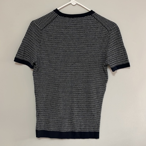 Abercrombie & Fitch Navy Blue White Striped Short Sleeve Sweater Preppy Small S - Picture 3 of 3